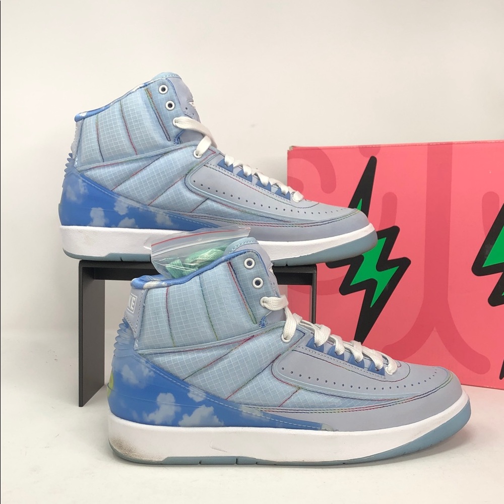 Air Jordan 2 J Balvin DQ7691-419 Celestine Blue White Light Up Sneakers - Size 8
